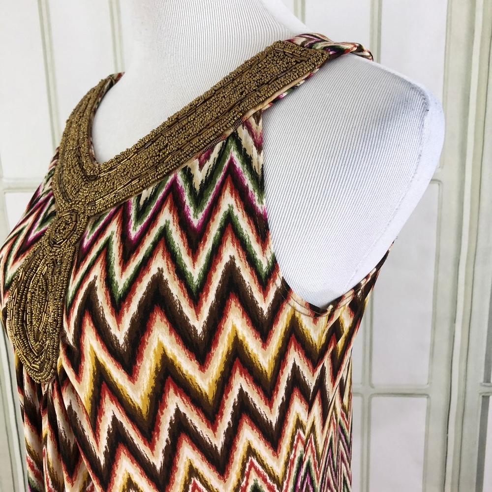 Dressbarn Sleeveless Sequin Trim Slinky Tunic Top - Picture 7 of 8